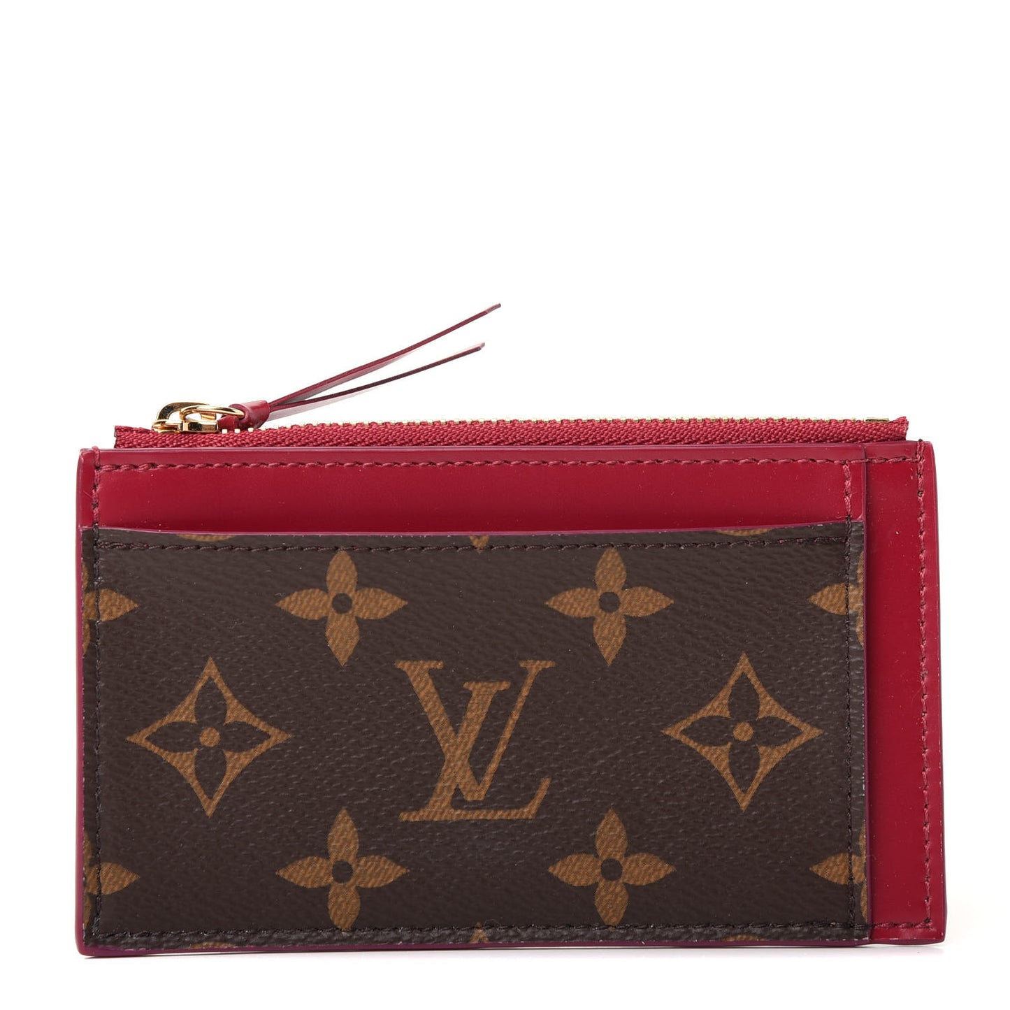 Monogram Zipped Card Holder Fuchsia