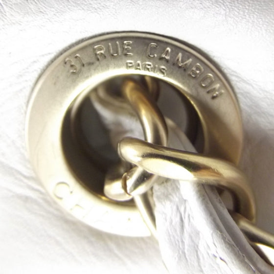 Leather Metal Mosaic Studs Flap White