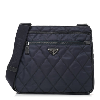 Prada Nylon Tessuto Impuntu Quilted Shoulder Bag Blue Black 1 of 10