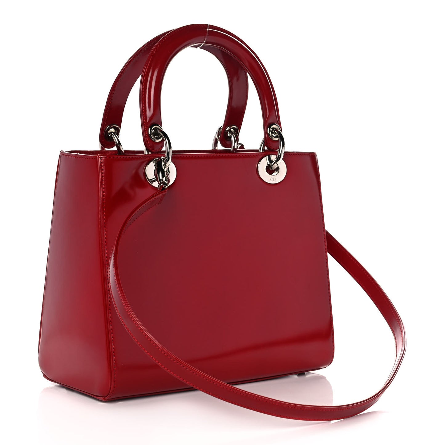 Glazed Calfskin Medium Lady Dior Red