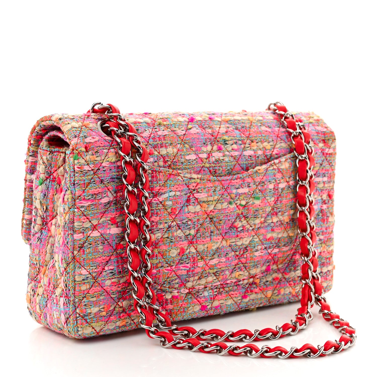 Chanel Tweed Quilted Medium Double Flap Pink 3 of 11