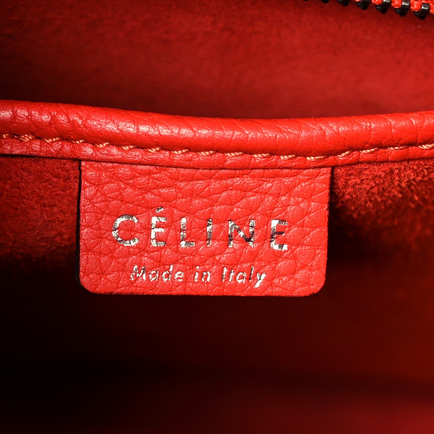 Celine Drummed Calfskin Nano Luggage Vermillion 6 of 10