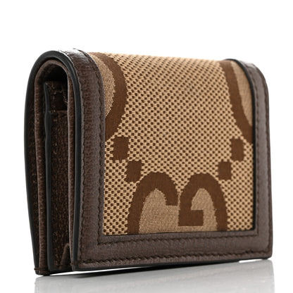 Gucci Monogram Jumbo GG Textured Dollar Calfskin Diana Card Case Wallet Camel Ebony New Acero 3 of 8