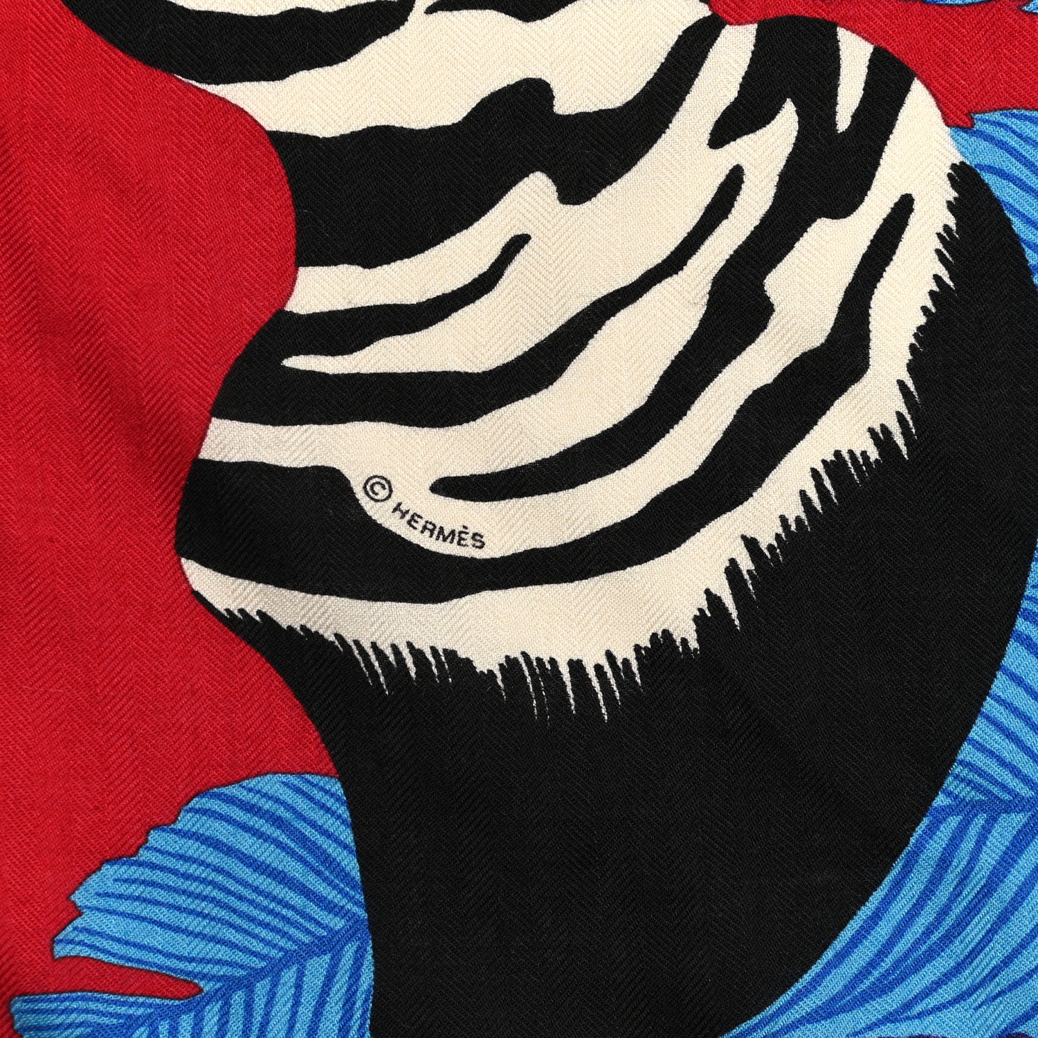 Hermes Cashmere Silk Zebra Pegasus Shawl 140 Bordeaux Violet Bleu 3 of 5