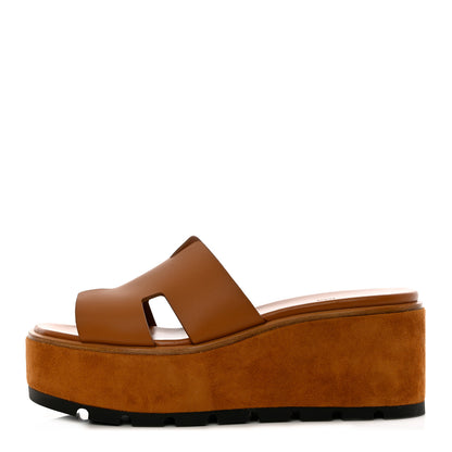 Hermes Calfskin Suede Eze 30 Sandals 38 Naturel 1 of 9