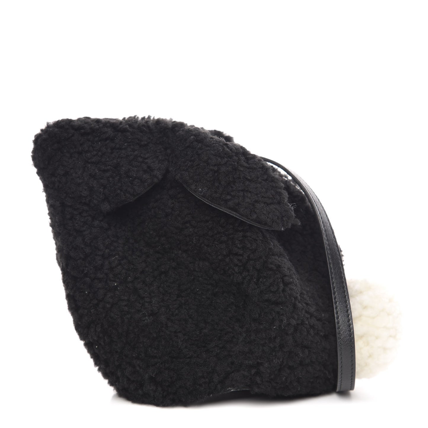 Shearling Mini Bunny Crossbody Bag Black