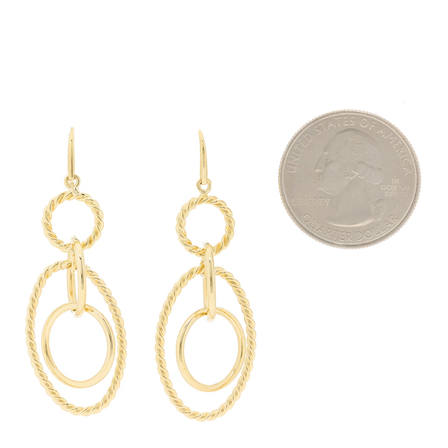 18K Yellow Gold Mobile Oval Drop Earrings