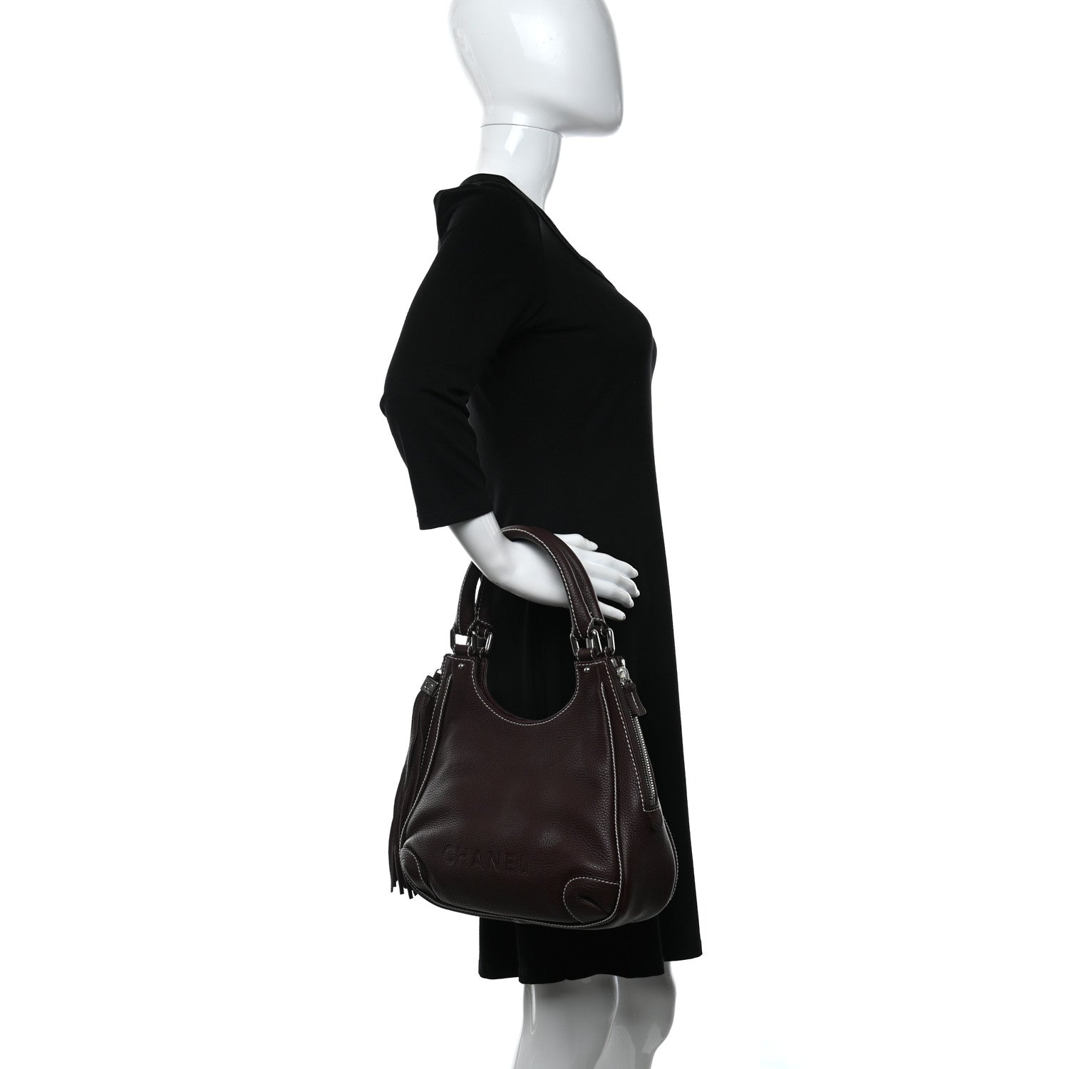 Chanel Grained Calfskin Tassel Hobo Dark Bordeaux 2 of 12