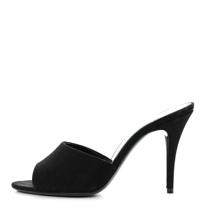 Saint Laurent Denim La 16 Mule Sandals 37.5 Black 1 of 8