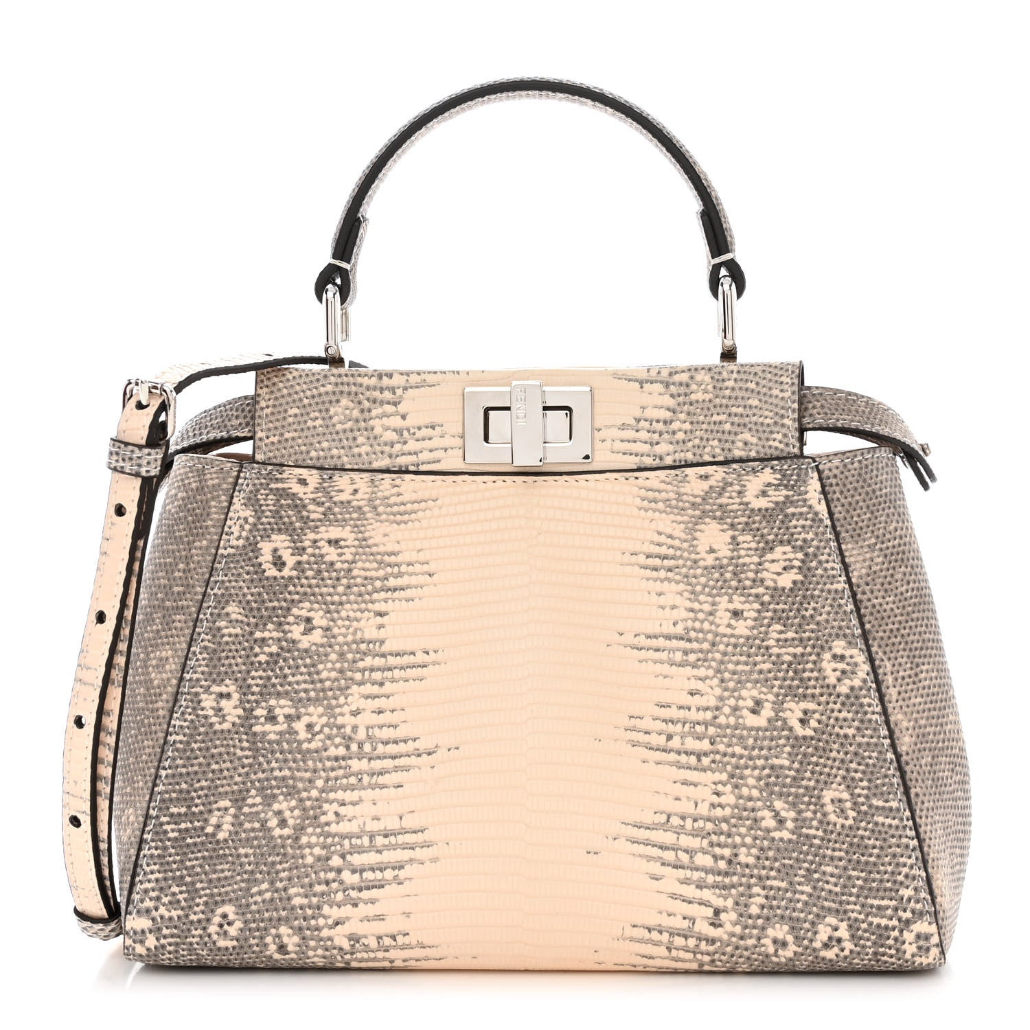 Fendi Lizard Togo Shiny Nappa Mini Peekaboo Iconic Satchel Rosa Skin 1 of 12