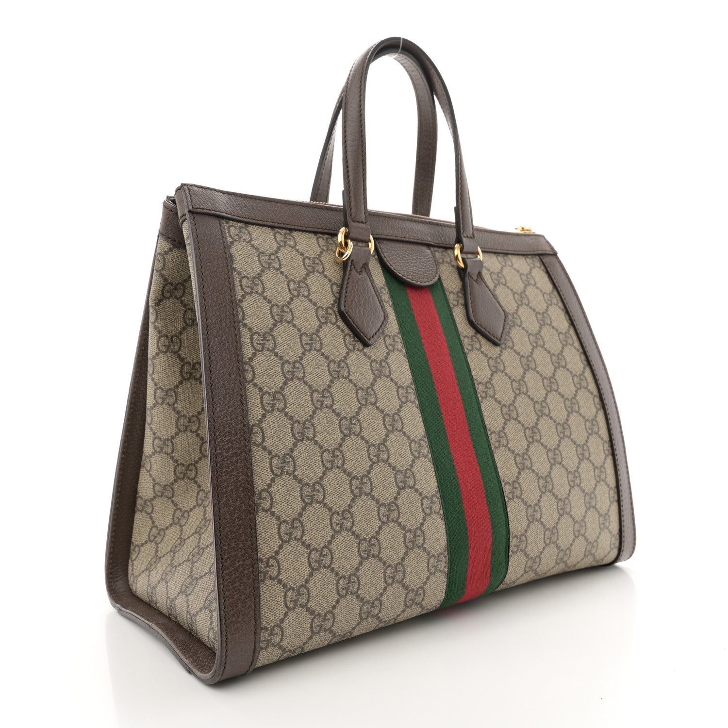 Gucci GG Supreme Monogram Web Medium Ophidia Tote Bag Brown 3 of 10