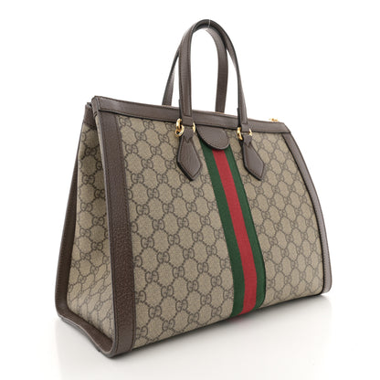 Gucci GG Supreme Monogram Web Medium Ophidia Tote Bag Brown 3 of 10