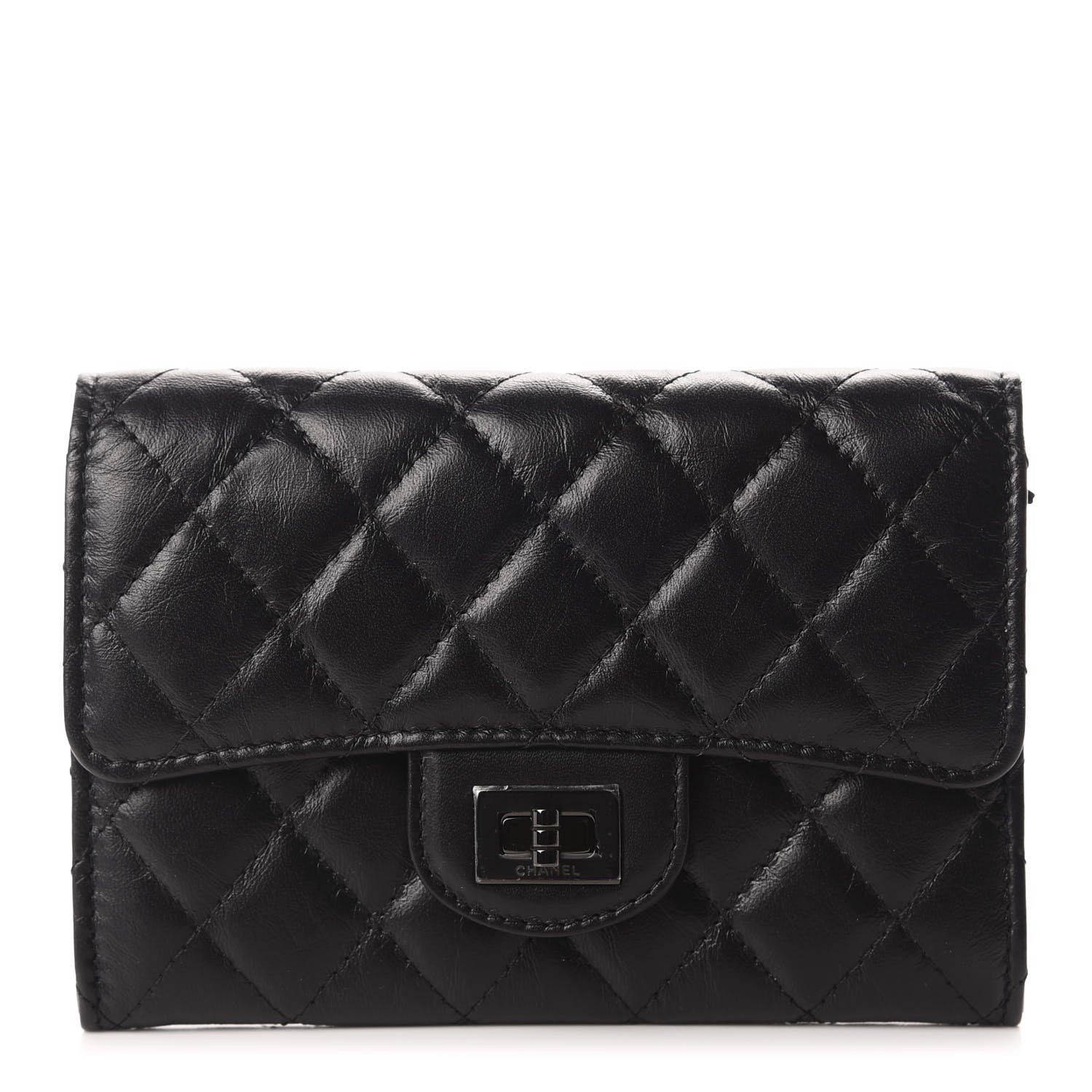 Chanel Aged Calfskin Quilted 2.55 Reissue Medium Flap Wallet So Black 1 of 8