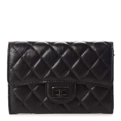 Chanel Aged Calfskin Quilted 2.55 Reissue Medium Flap Wallet So Black 1 of 8
