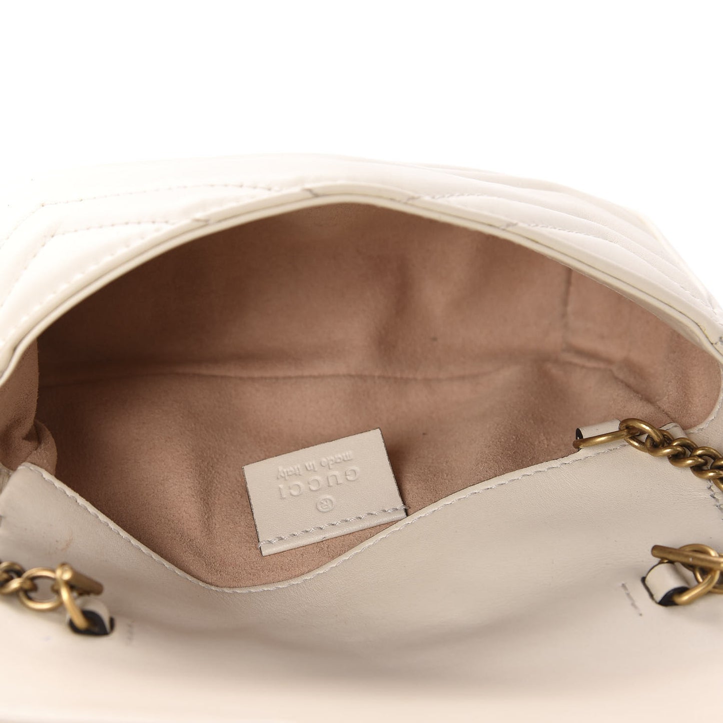 Calfskin Matelasse Super Mini GG Marmont Shoulder Bag White