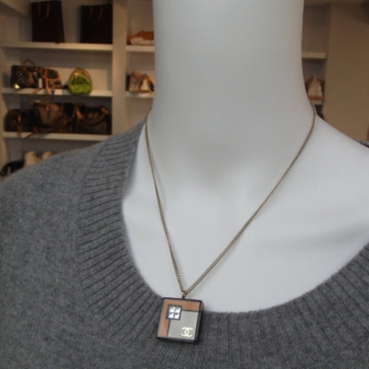 Chanel Resin Crystal Geometric Square Necklace 2 of 6