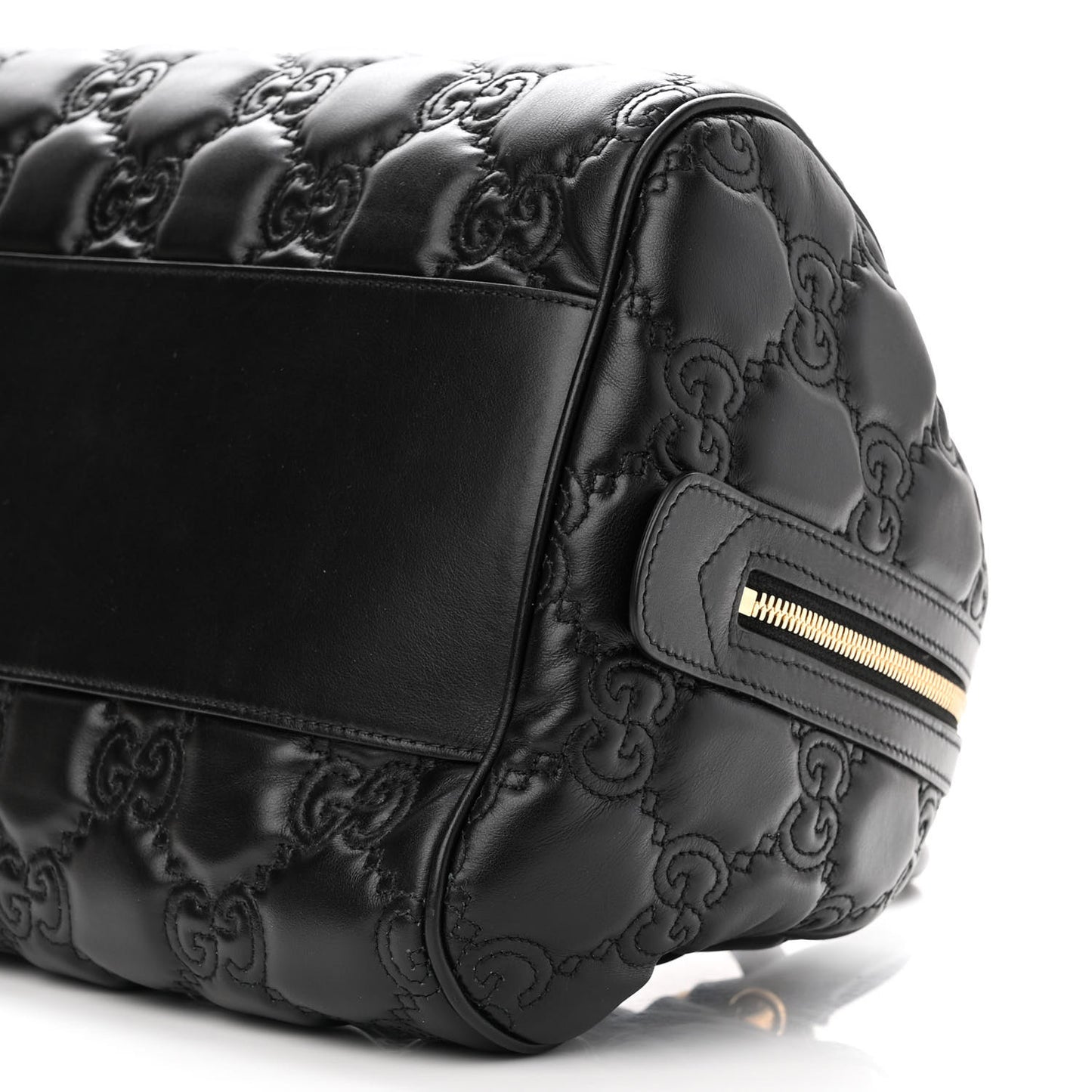 Calfskin GG Matelasse Medium Bowler Bag Black Natural