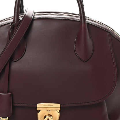 Salvatore Ferragamo Calfskin Fiamma Bag Rouge Black 7 of 11