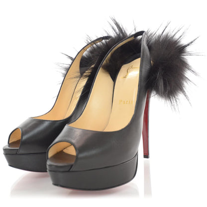 Christian Louboutin Calfskin Royal Fox Lady Fur 150 Pumps 40.5 Black 2 of 6