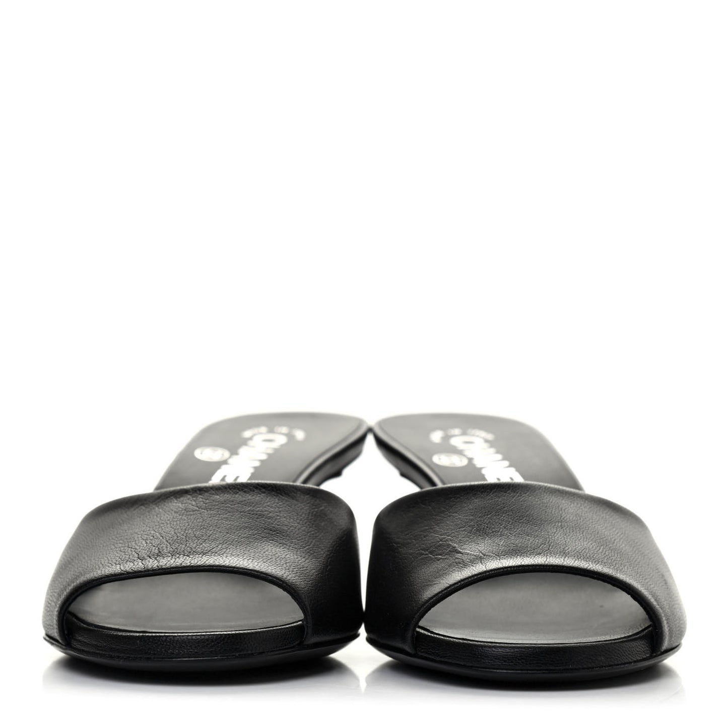 Goatskin Pearl Peep Toe Mules 37 Black