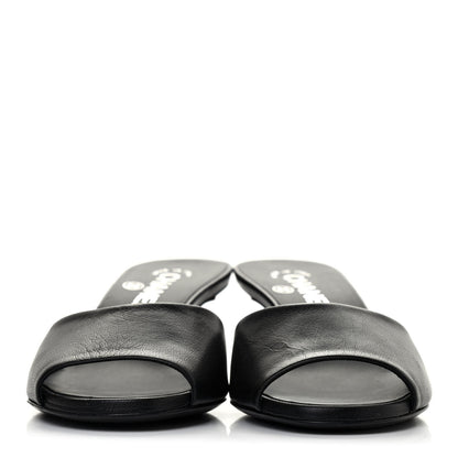 Chanel Goatskin Pearl Peep Toe Mules 37 Black 2 of 4