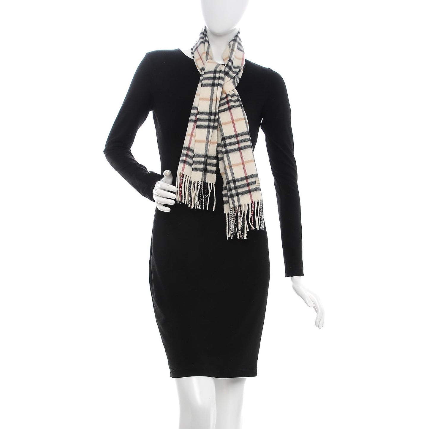 Cashmere House Check Fringe Scarf Beige