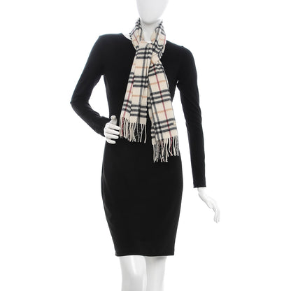 Burberry Cashmere House Check Fringe Scarf Beige 2 of 5