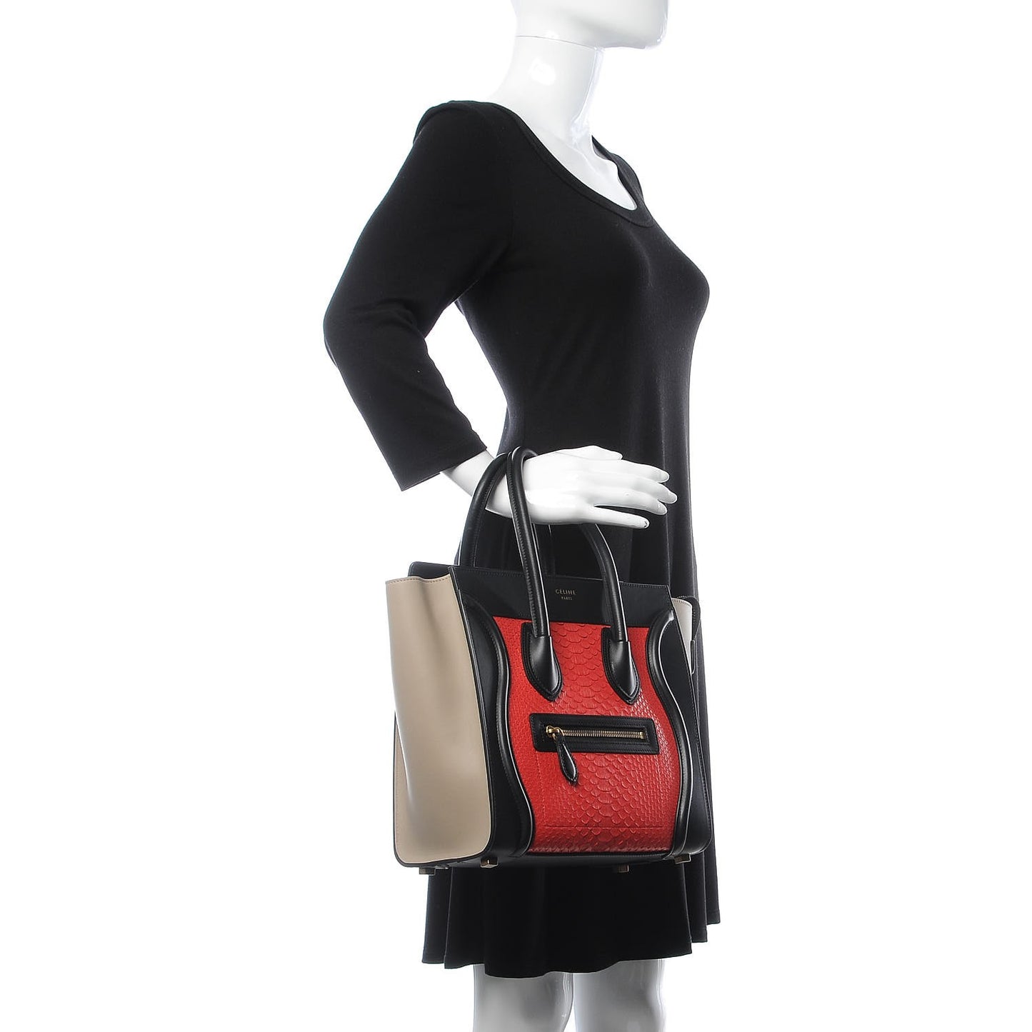 Python Calfskin Micro Luggage Bright Red