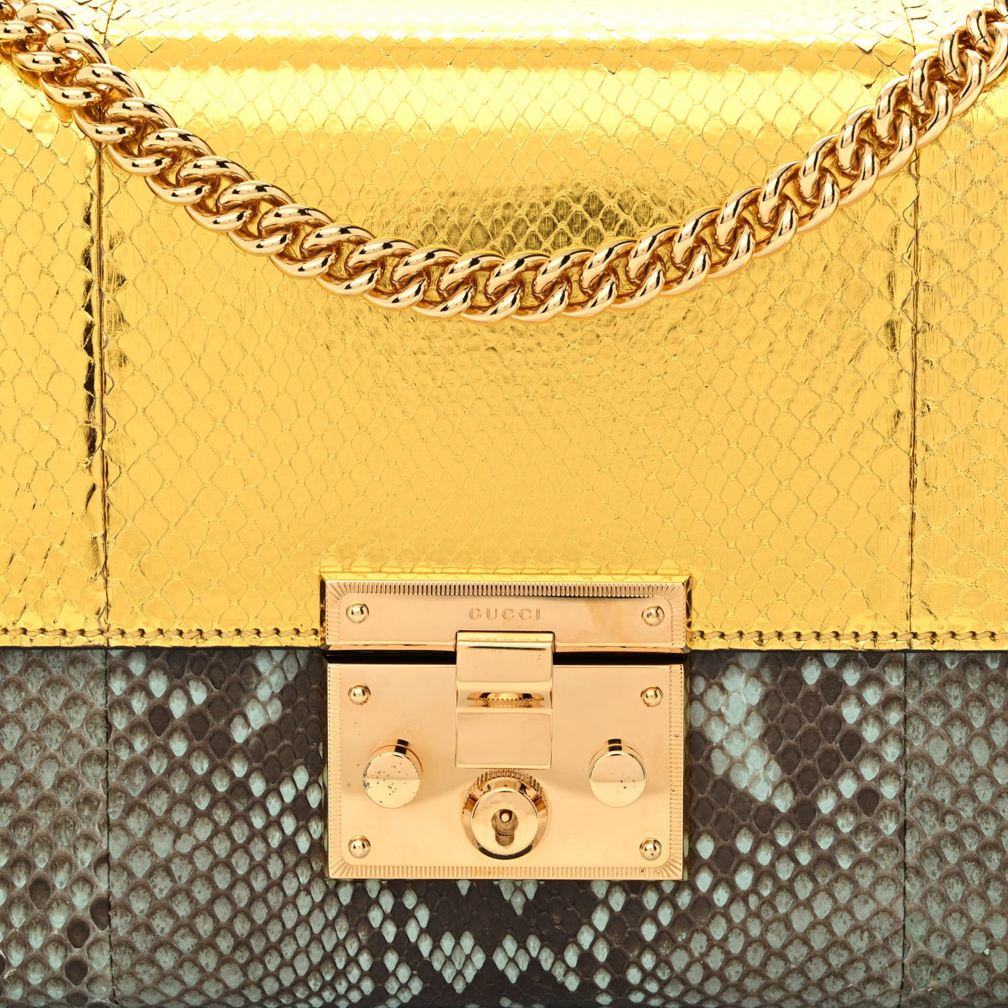 Metallic Snakeskin Medium Padlock Shoulder Bag Multicolor Multicolor Multicolor