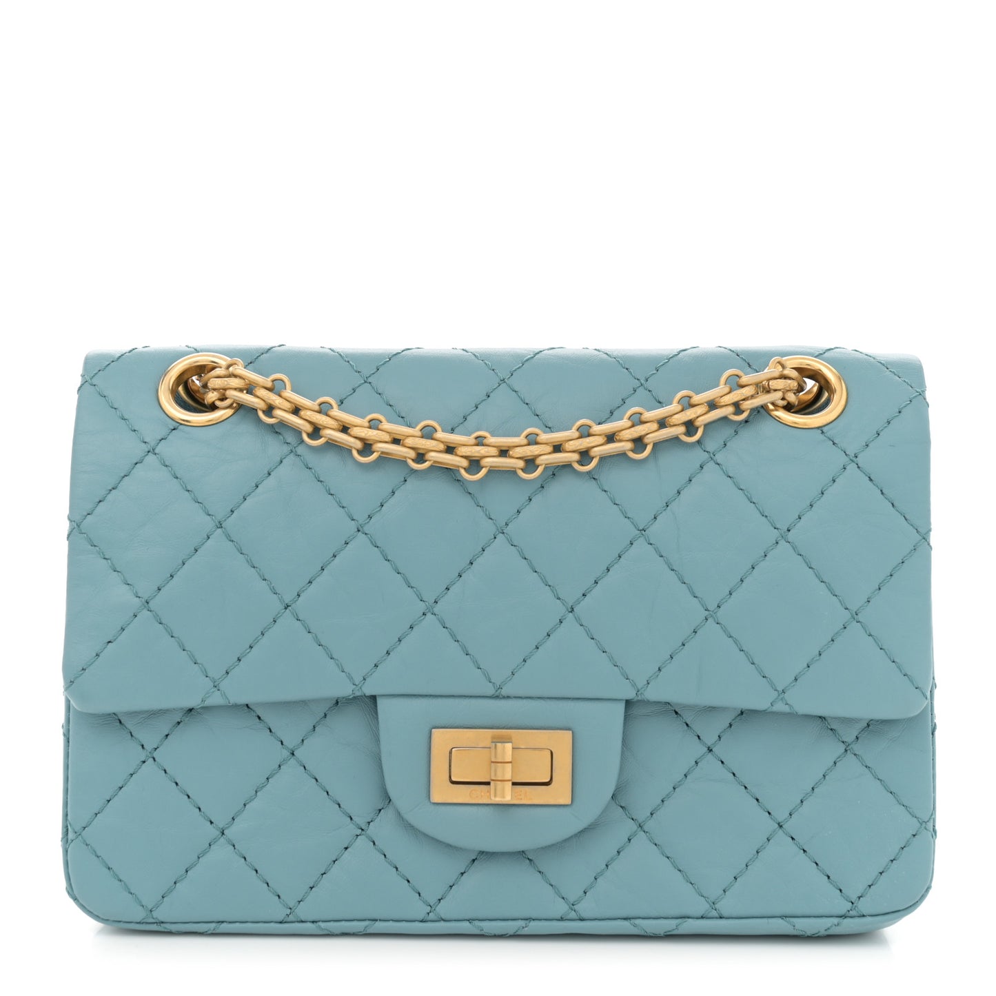 Aged Calfskin Quilted 2.55 Reissue Mini Flap Blue