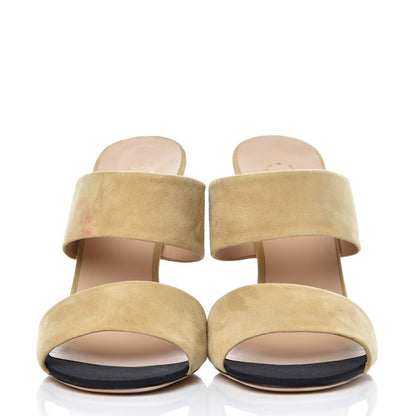 Chanel Suede Pearl Sandals 40.5 Beige 2 of 9