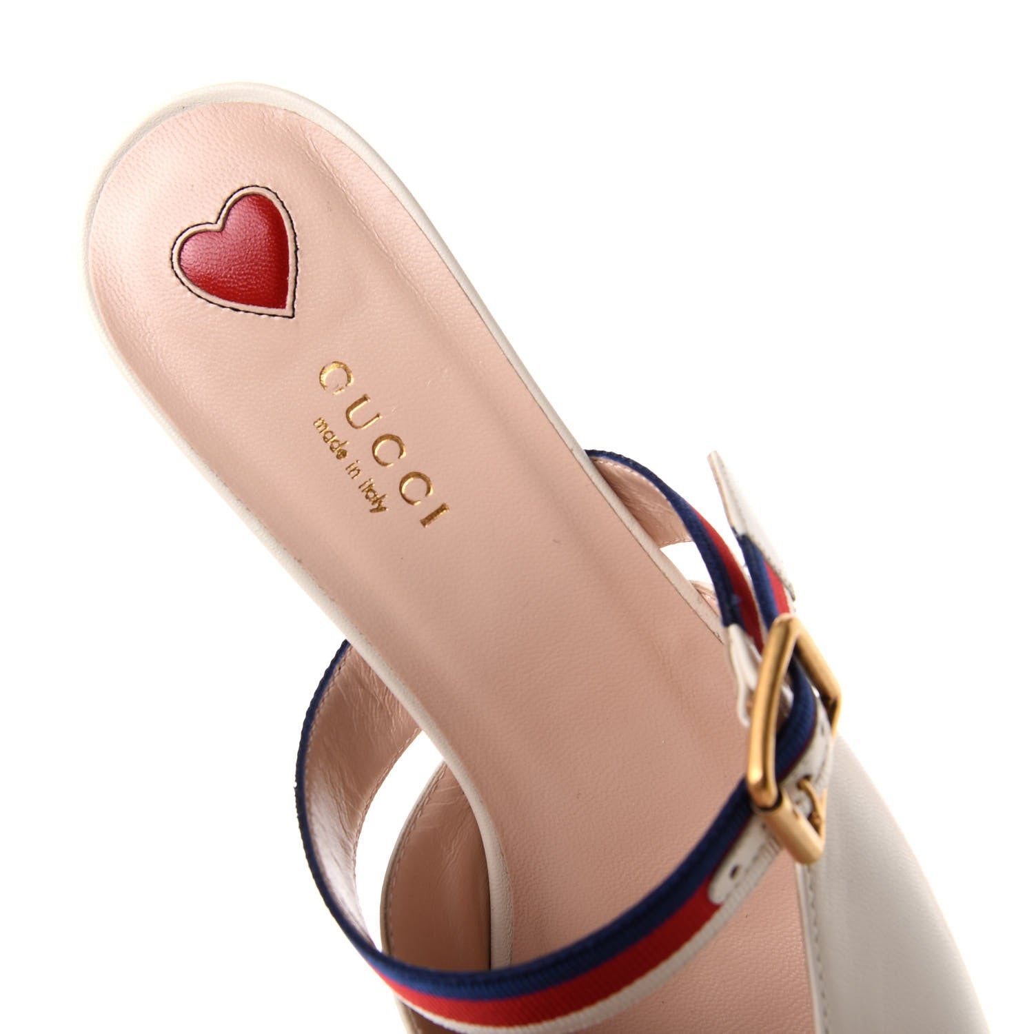 Gucci Malaga Kid Sylvie Web Bamboo Low Heel Mules 40 White 8 of 11