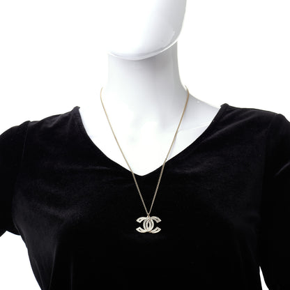 Chanel Metal Crystal Baguette CC Pendant Necklace Gold 2 of 6