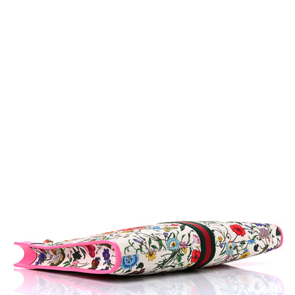 Gucci Canvas Flora Large Rajah Chain Tote White Multicolor Fuxia Fluo 4 of 11