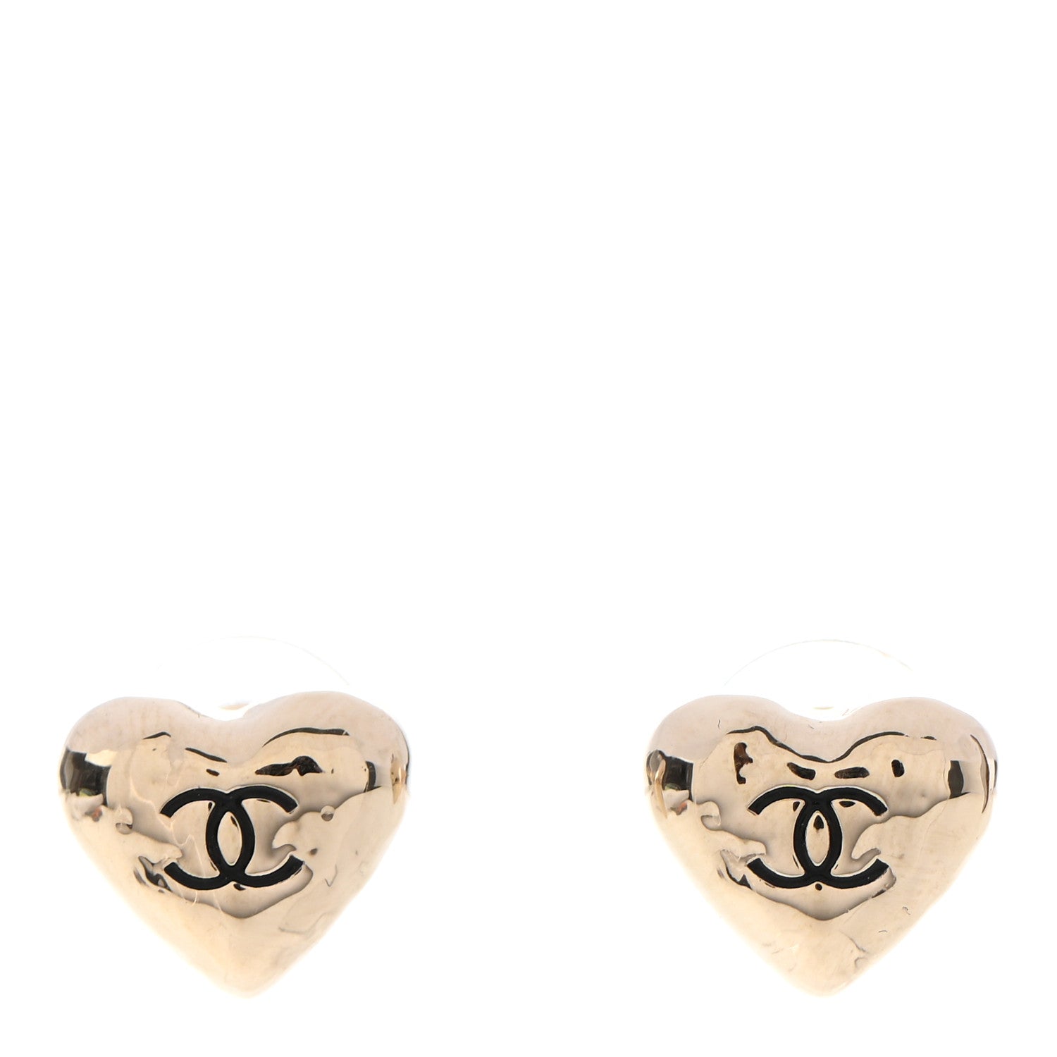 Chanel CC Heart Earrings Gold 1 of 4