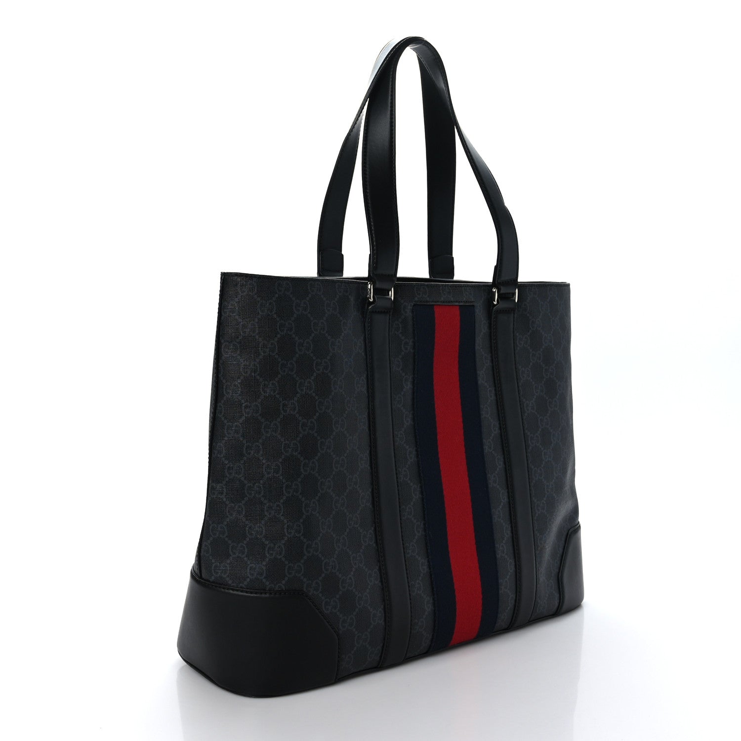 Gucci GG Supreme Monogram Web Tote Black Grey 3 of 9