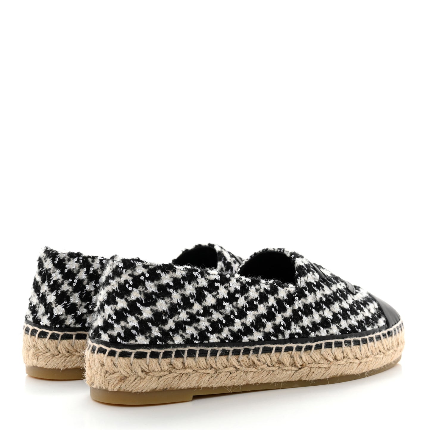 Tweed Lambskin CC Espadrilles 39 White Black