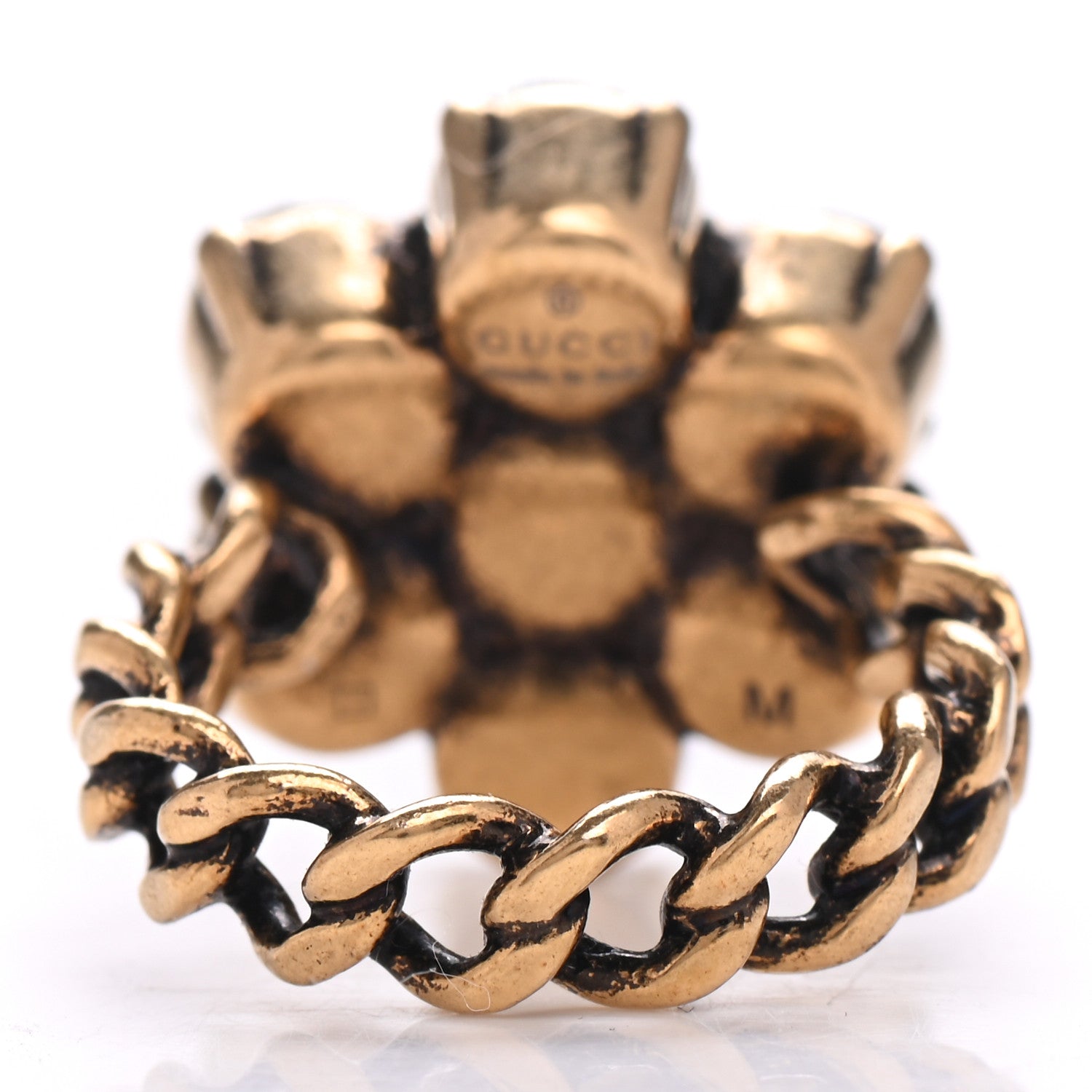 Gucci Metal Crystal Double G Ring M Aged Gold 4 of 8
