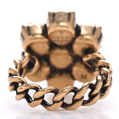 Gucci Metal Crystal Double G Ring M Aged Gold 4 of 8