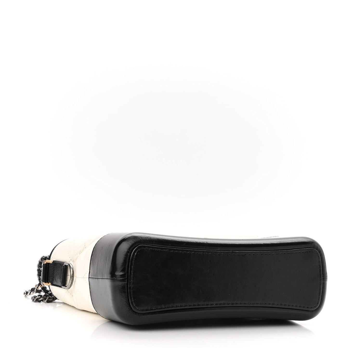 Aged Calfskin Quilted Medium Gabrielle Hobo Black White