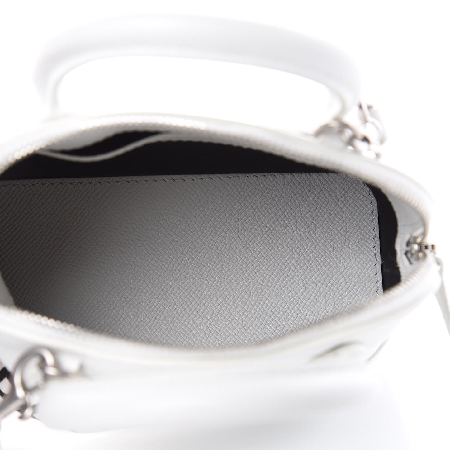 Grained Calfskin XXS Ville Top Handle Bag White Black