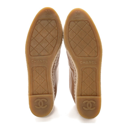 Chanel Lambskin CC Espadrilles 38 Beige Black 5 of 11