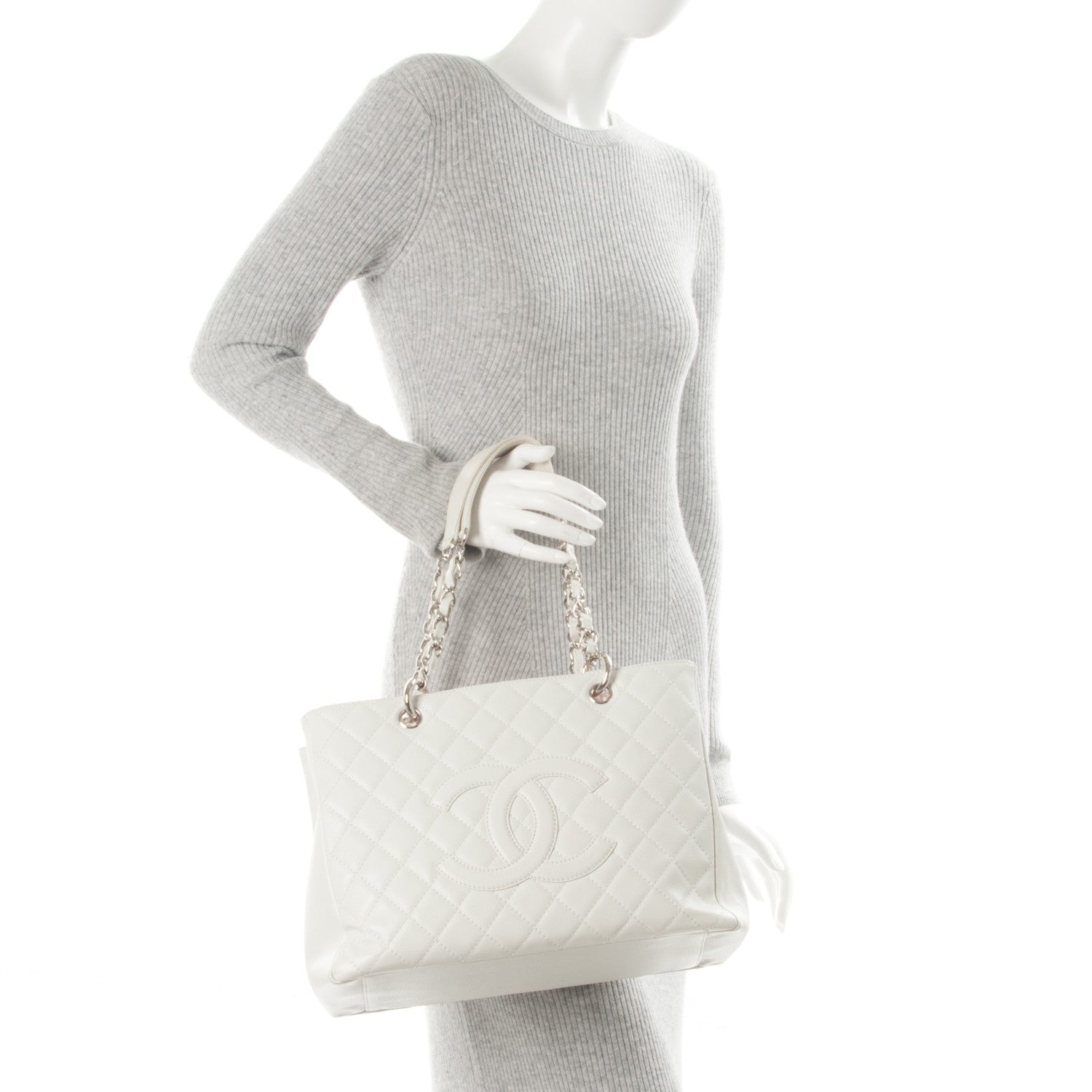 Chanel Caviar Quilted Grand Shopping Tote GST White 2 of 11