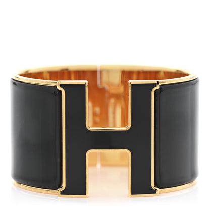 Hermes Enamel Extra Wide Clic Clac H Bracelet GM Black 1 of 5