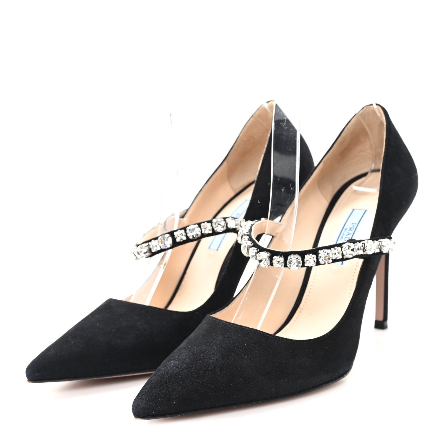 Prada Camoscio Crystal Pumps 37 Black 4 of 9