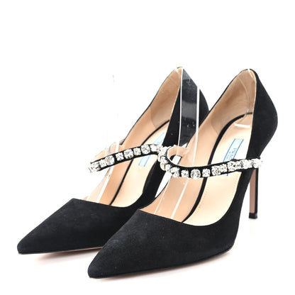 Prada Camoscio Crystal Pumps 37 Black 4 of 9