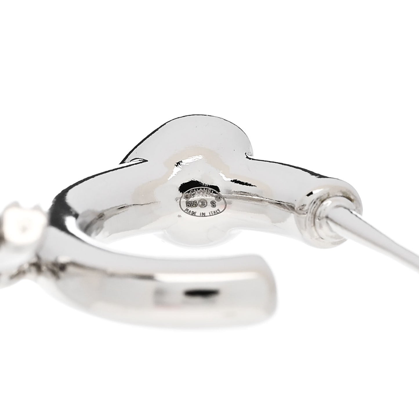 Crystal Heart CC Drop Earrings Silver