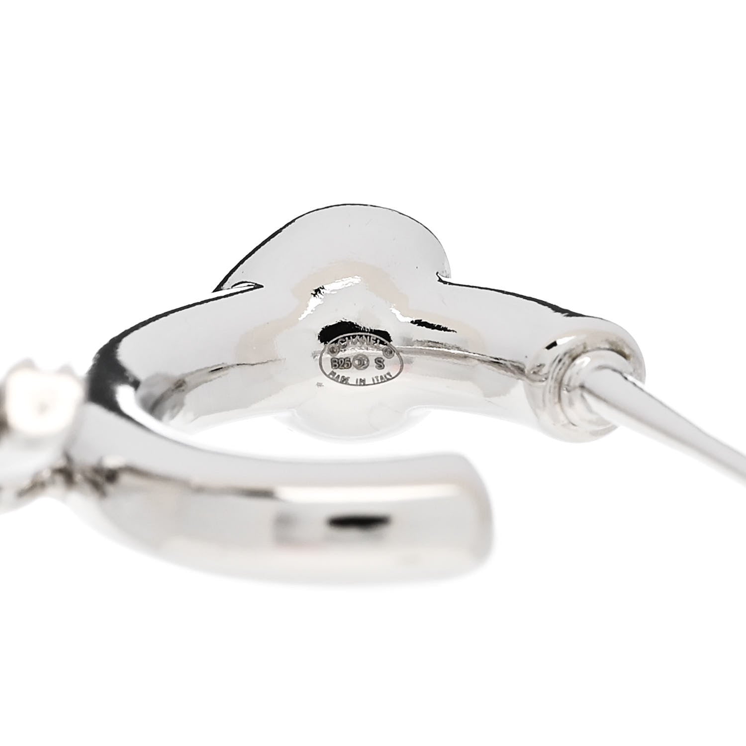 Chanel Crystal Heart CC Drop Earrings Silver 4 of 5