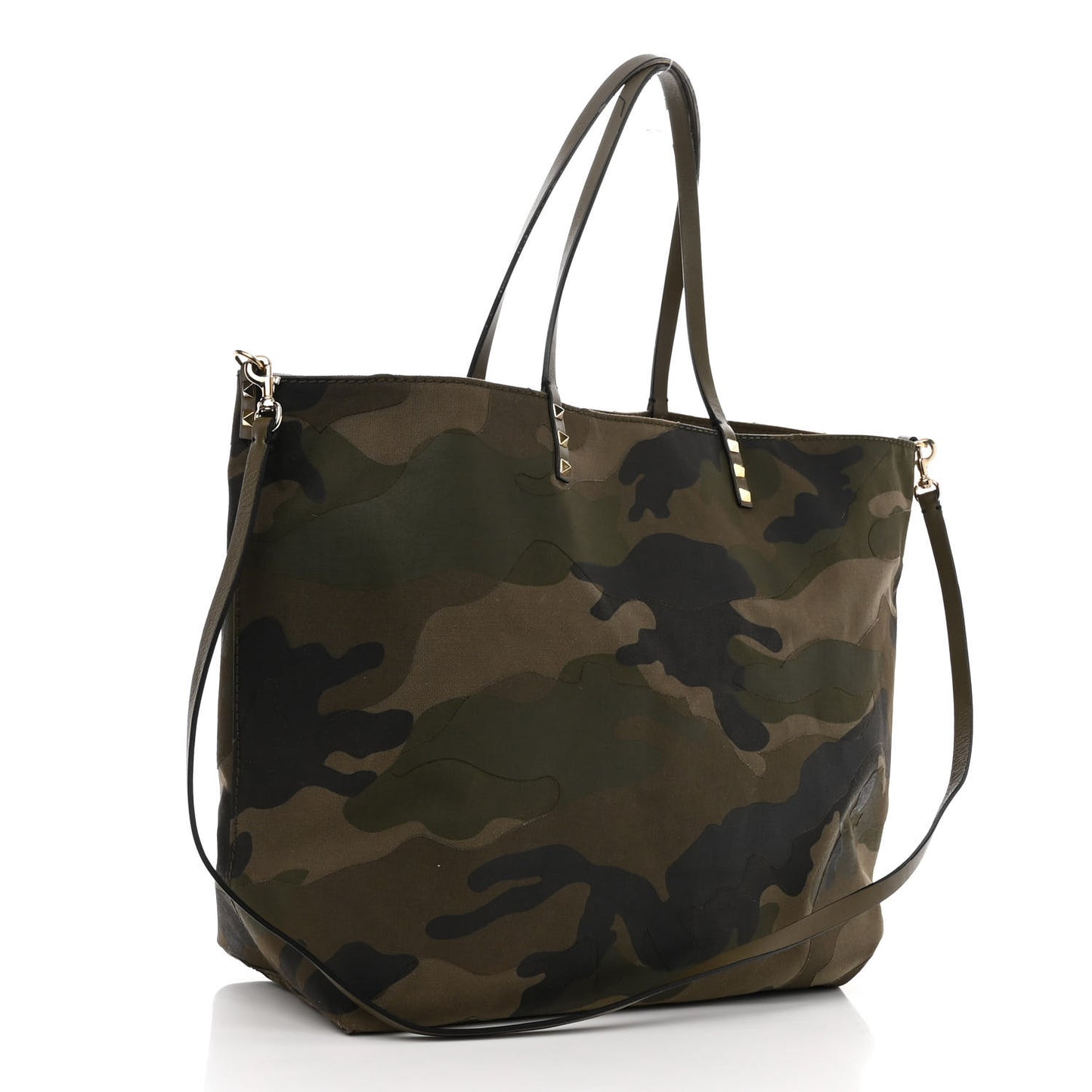 Canvas Camouflage Rockstud Reversible Tote