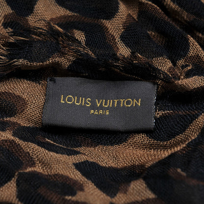 Louis Vuitton Cashmere Silk Leopard Etole Stole Marron 6 of 7